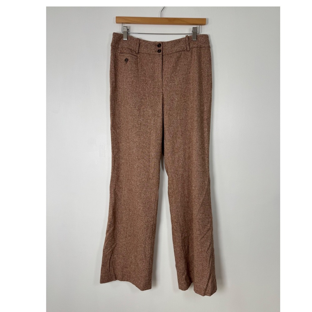 Dark Academia AT Studio Womens Size 6 Wide‎ Leg Trousers Wool Silk Tweed